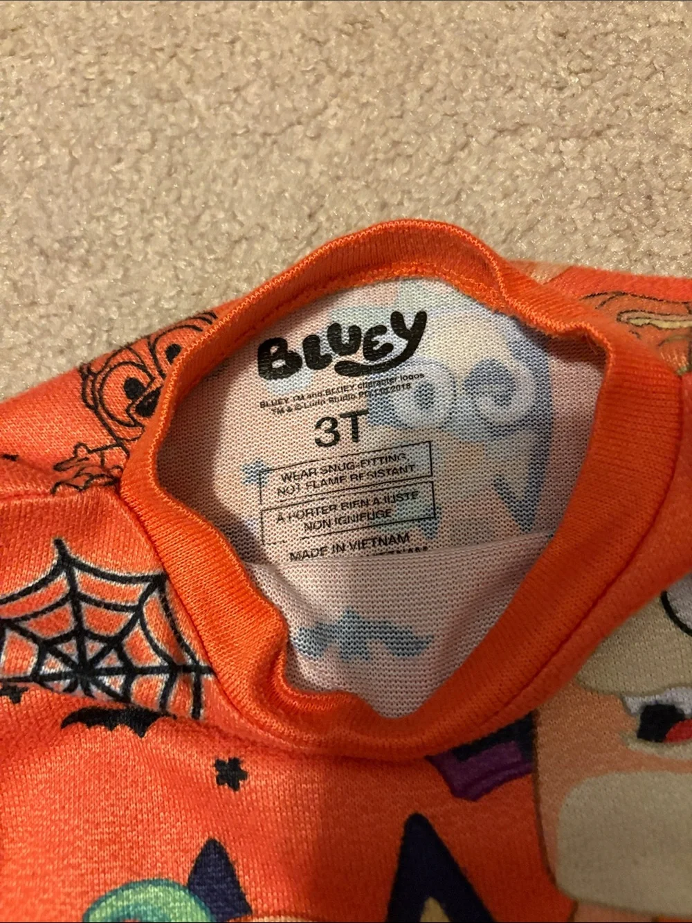 Kids Bluey Orange Halloween Pajama Set - Pumpkin